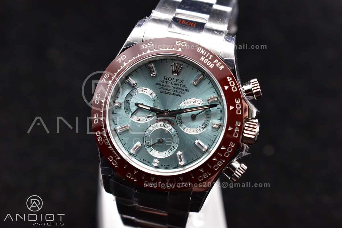 Daytona 116506 QF 1:1 Best Edition Ice Blue Dial Crystal Markers on SS Bracelet SH4130 V3 (Gain Weight)